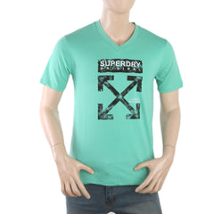 Men's Half Sleeves Printed T-Shirt - Green, Men, T-Shirts And Polos, Chase Value, Chase Value