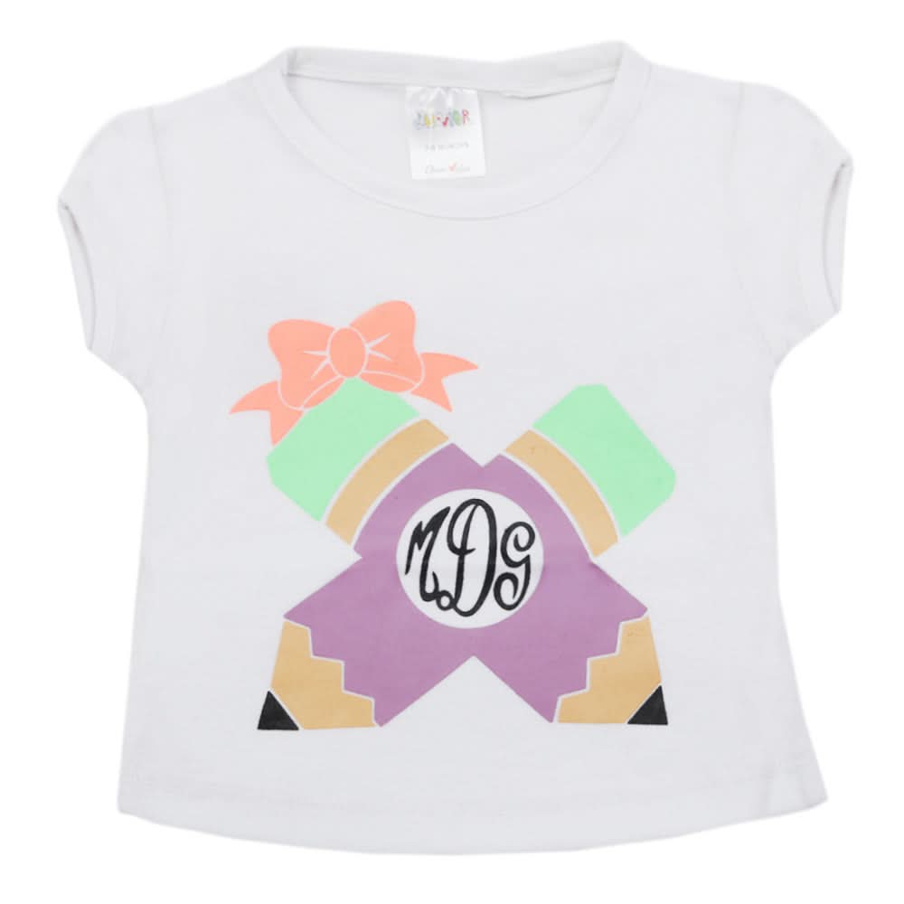 Newborn Girls Half Sleeves T-Shirt - White, Kids, Newborn Girls T-Shirts, Chase Value, Chase Value
