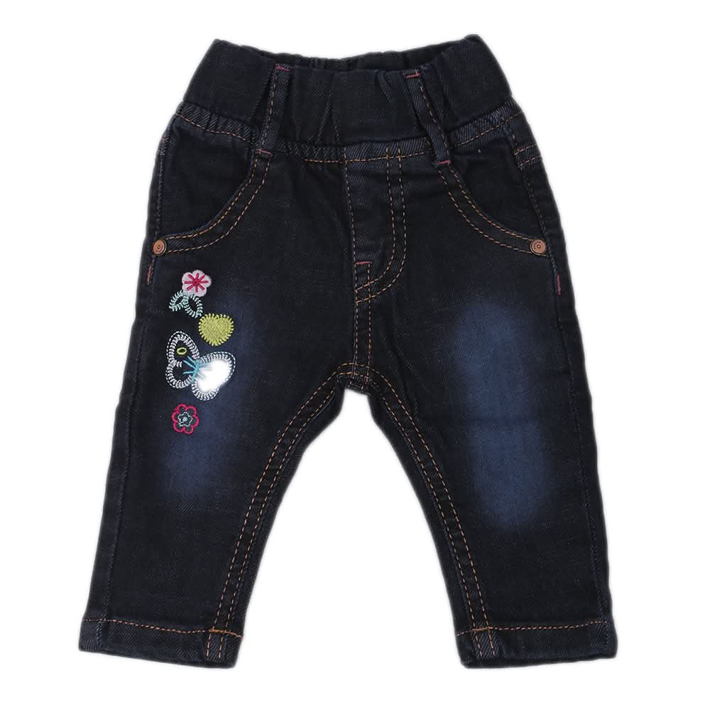 Newborn Girls Denim Pant C-11 - Dark Blue, Kids, NB Girls Shorts Skirts And Pants, Chase Value, Chase Value