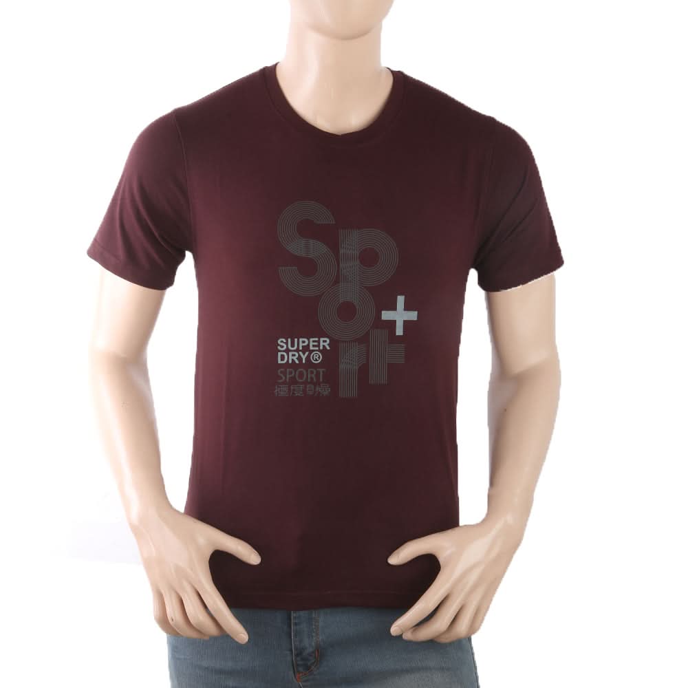 Men's Half Sleeves Printed T-Shirt - Maroon, Men, T-Shirts And Polos, Chase Value, Chase Value
