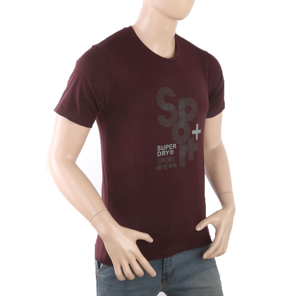 Men's Half Sleeves Printed T-Shirt - Maroon, Men, T-Shirts And Polos, Chase Value, Chase Value