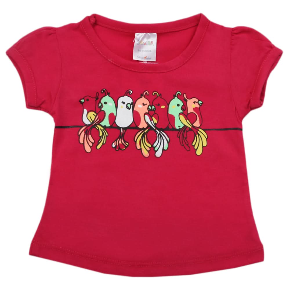 Newborn Girls Half Sleeves T-Shirt - Pink, Kids, Newborn Girls T-Shirts, Chase Value, Chase Value
