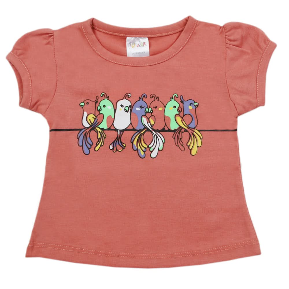 Newborn Girls Half Sleeves T-Shirt - Peach, Kids, Newborn Girls T-Shirts, Chase Value, Chase Value