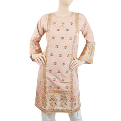 Women's Fancy Embroidered Kurti - Peach, Women, Ready Kurtis, Chase Value, Chase Value