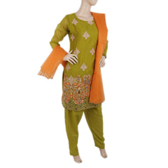 Women's Fancy Embroidered Chiffon 3 Pcs Suit - Green, Women, Shalwar Suits, Chase Value, Chase Value
