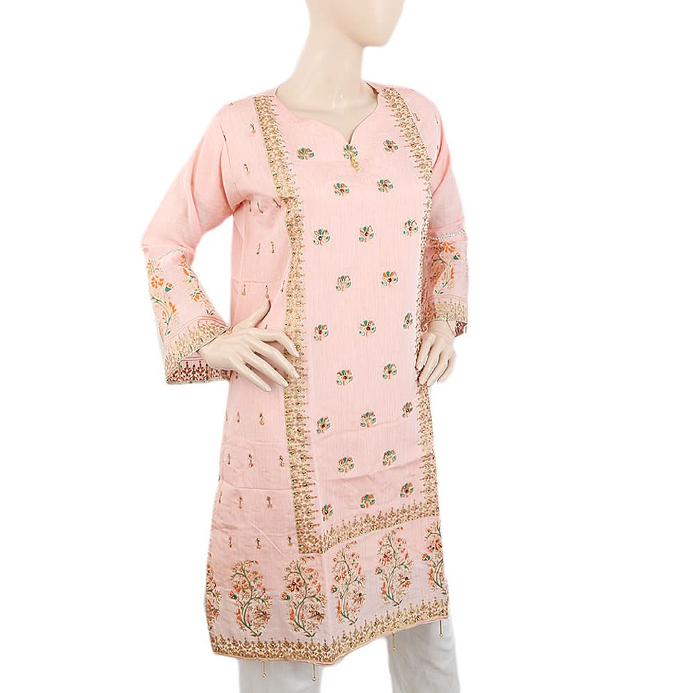 Women's Fancy Embroidered Kurti - Light Pink, Women, Ready Kurtis, Chase Value, Chase Value