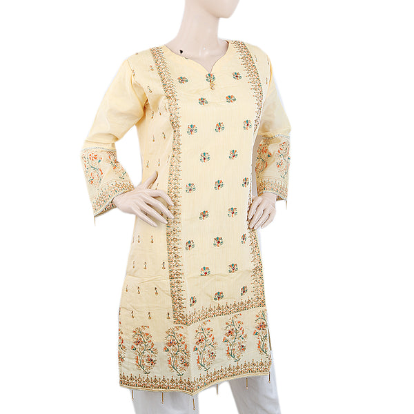Women's Fancy Embroidered Kurti - Yellow, Women, Ready Kurtis, Chase Value, Chase Value