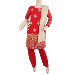 Women's Fancy Embroidered Chiffon 3 Pcs Suit - Red, Women, Shalwar Suits, Chase Value, Chase Value