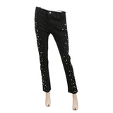 Women's Denim Pant Reverse Pearls Bottom - Black, Women, Pants & Tights, Chase Value, Chase Value