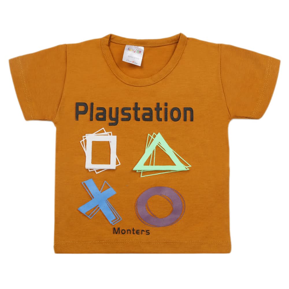 Newborn Boys Half Sleeves T-Shirt - Mustard, Kids, Newborn Boys Shirts And T-Shirts, Chase Value, Chase Value