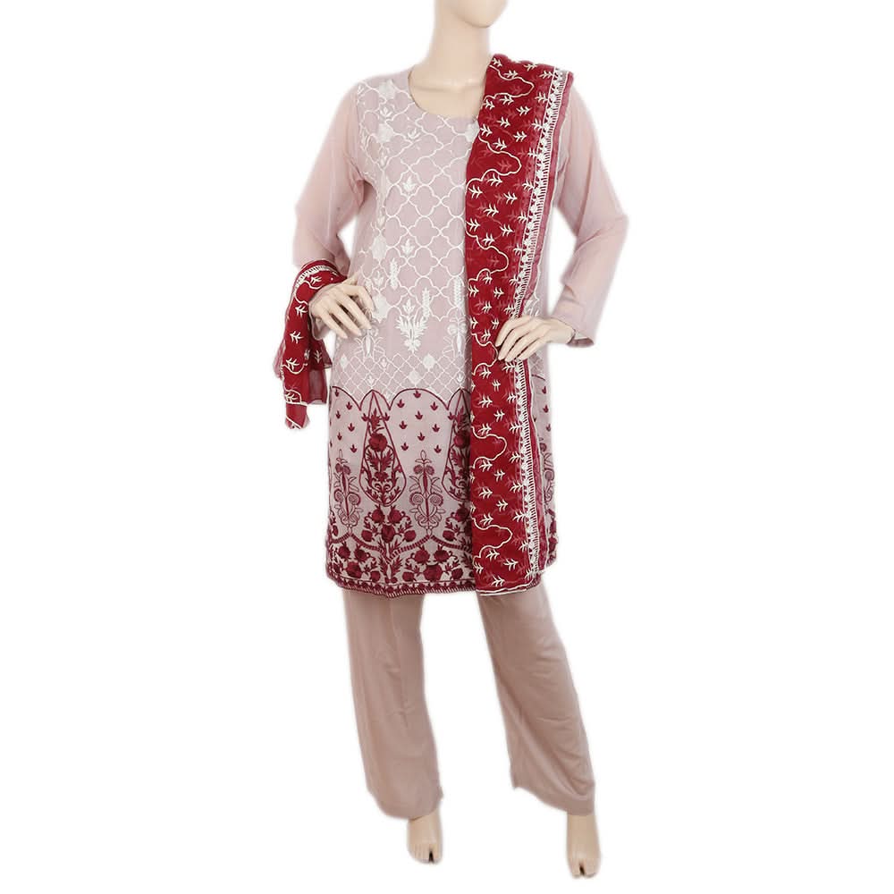 Women's Fancy Embroidered Chiffon 3 Pcs Suit - Light Purple, Women, Shalwar Suits, Chase Value, Chase Value