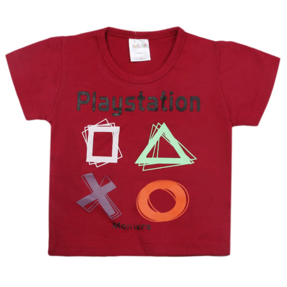 Newborn Boys Half Sleeves T-Shirt - Maroon, Kids, Newborn Boys Shirts And T-Shirts, Chase Value, Chase Value