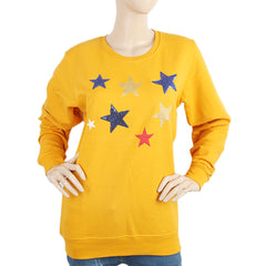Women's Embroidered Fleece Sweatshirt, E01 - Yellow, Women, Sweatshirts And Hoodies, Chase Value, Chase Value