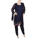 Women's Fancy Embroidered Chiffon 3 Pcs Suit - Navy Blue, Women, Shalwar Suits, Chase Value, Chase Value