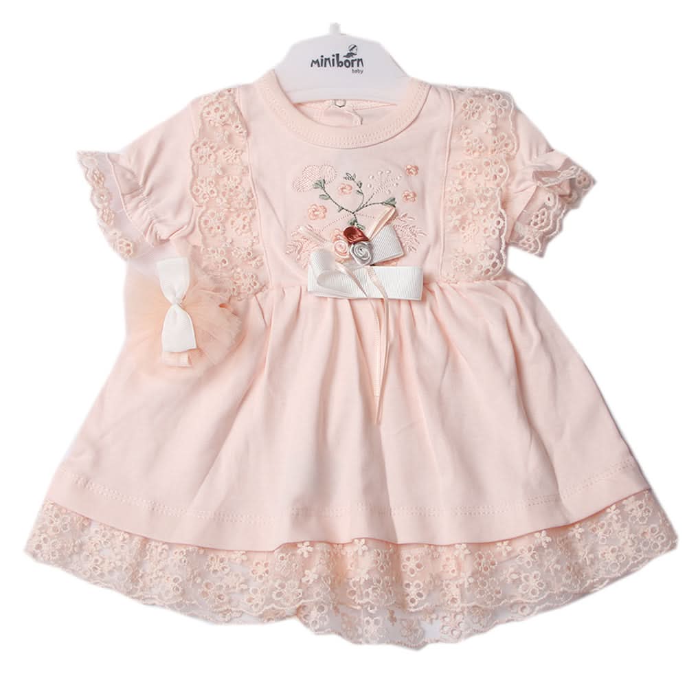 Newborn Girls Frock - Peach, Newborn Girls Frocks, Chase Value, Chase Value