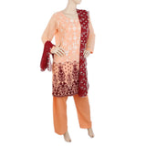 Women's Fancy Embroidered Chiffon 3 Pcs Suit - Peach, Women, Shalwar Suits, Chase Value, Chase Value