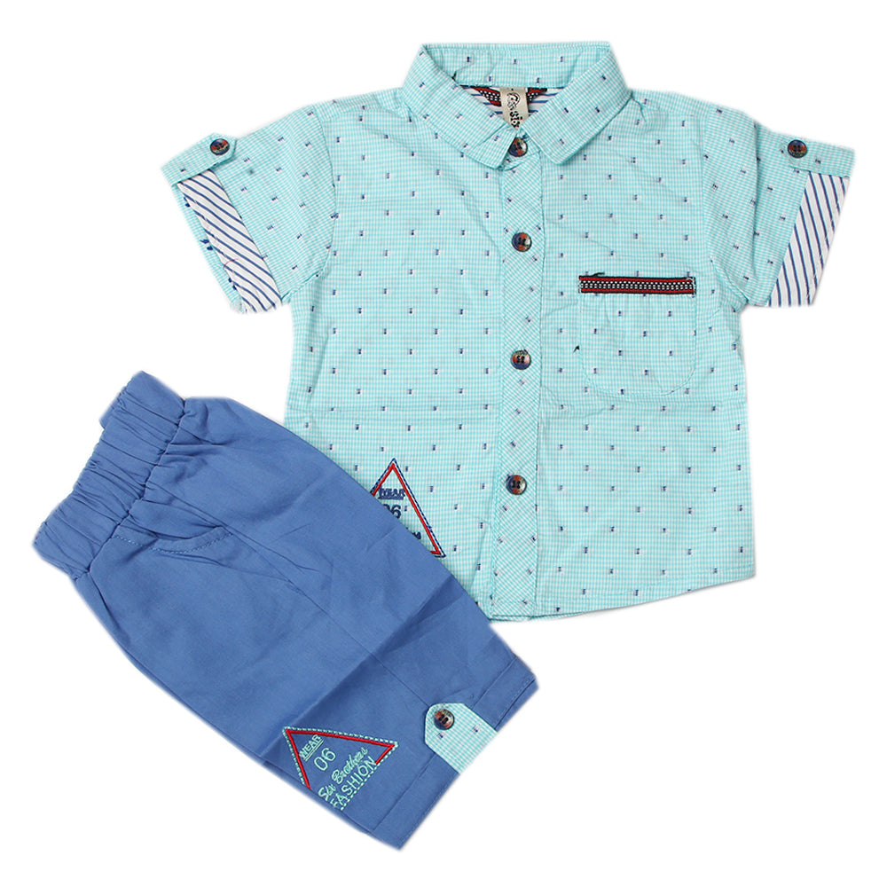 Newborn Boys Half Sleeves Suit - Blue, Newborn Boys Sets & Suits, Chase Value, Chase Value