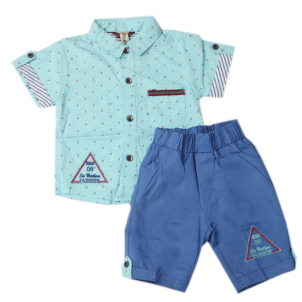 Newborn Boys Half Sleeves Suit - Blue, Newborn Boys Sets & Suits, Chase Value, Chase Value