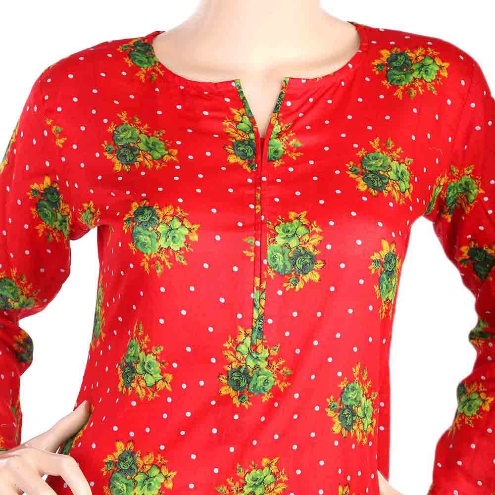 Women's Plain Kurti - Red, Women, Ready Kurtis, Chase Value, Chase Value