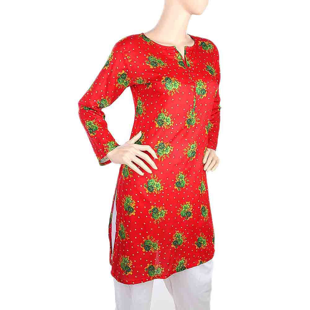 Women's Plain Kurti - Red, Women, Ready Kurtis, Chase Value, Chase Value