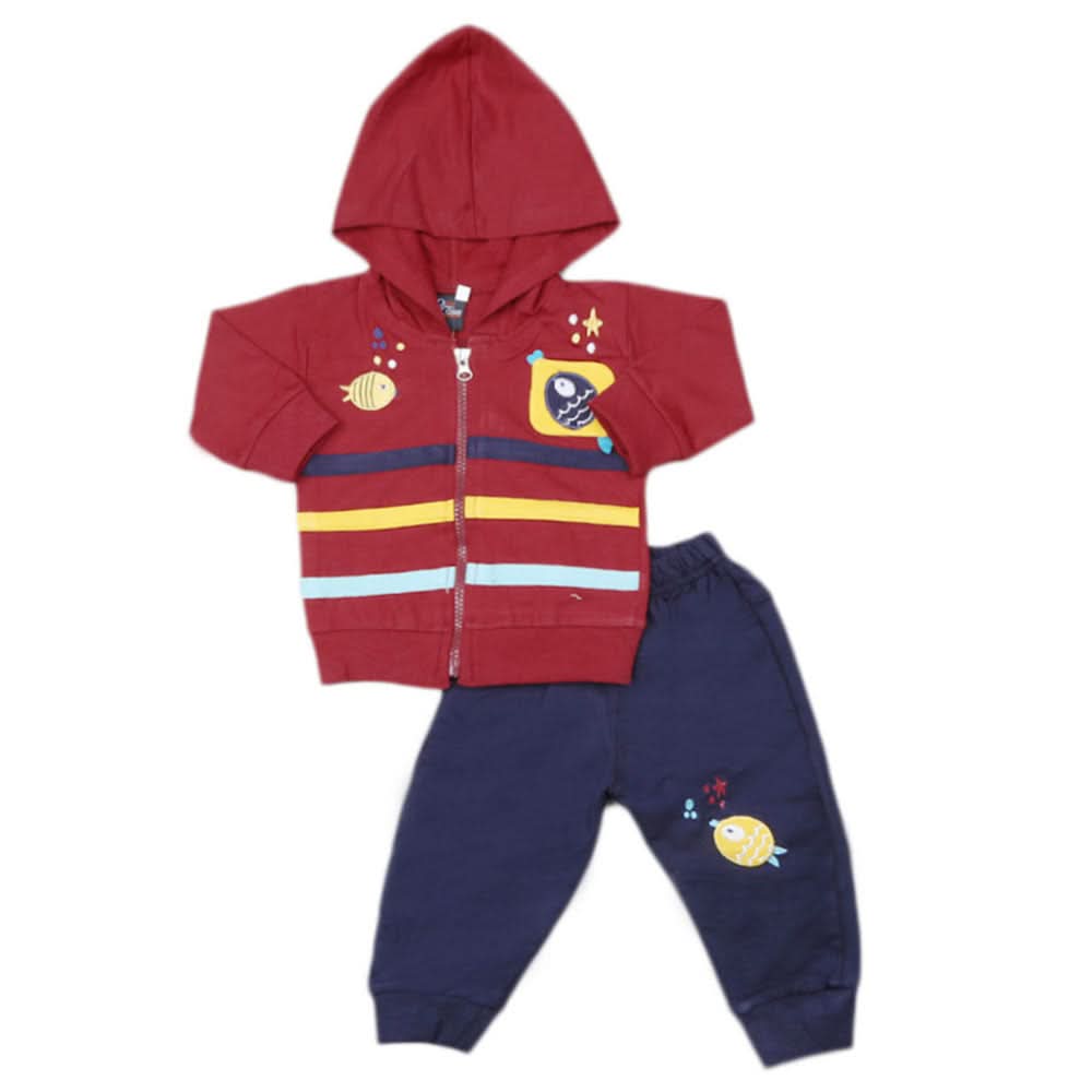 Newborn Boys Full Sleeves 3 Pcs Suit - Maroon, Kids, NB Boys Sets And Suits, Chase Value, Chase Value