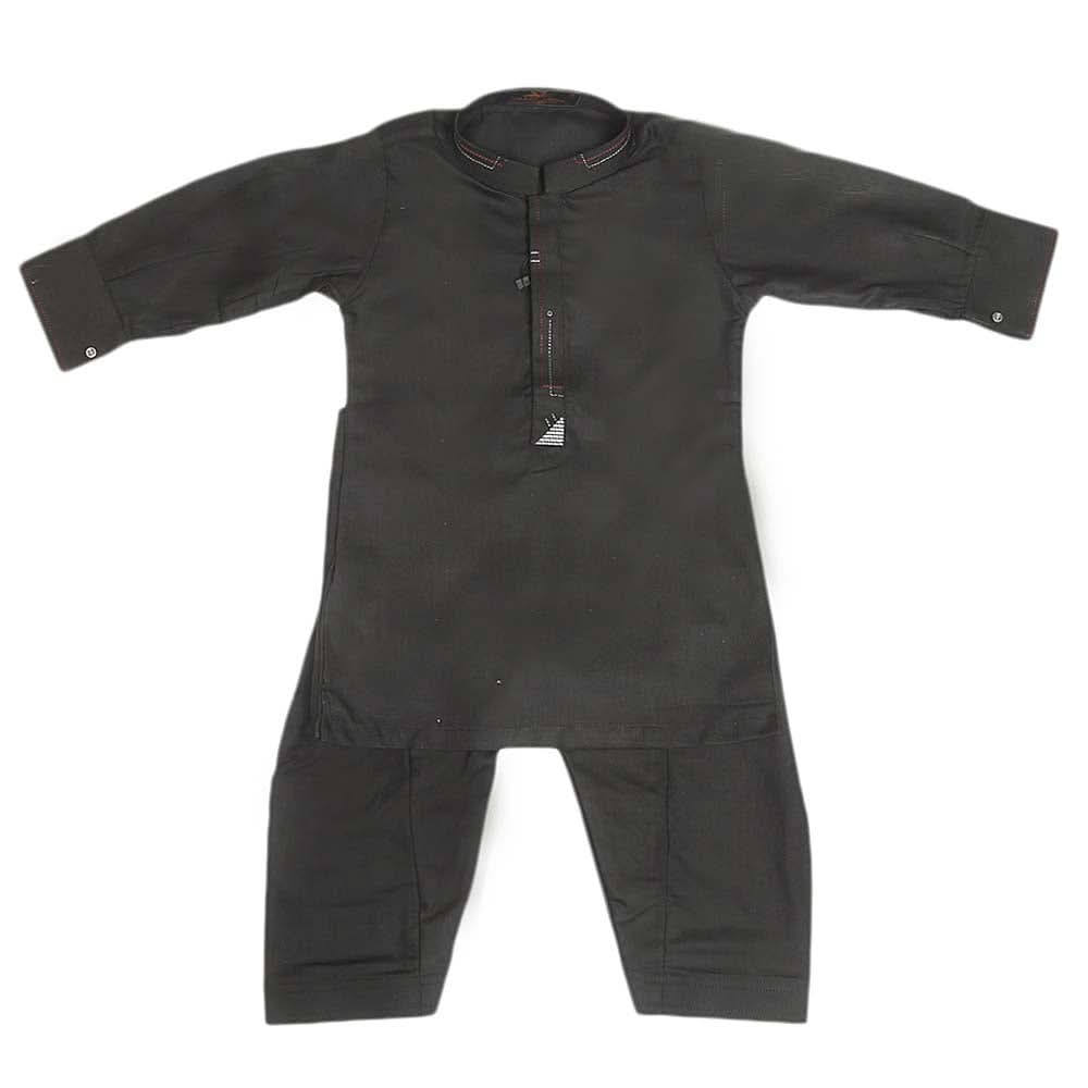 Boys Embroidered Kurta Shalwar Suit - Black, Kids, Boys Shalwar Kameez, Chase Value, Chase Value