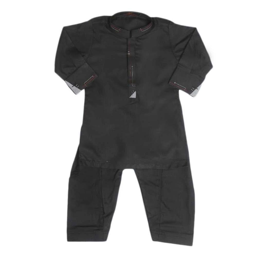 Boys Embroidered Kurta Shalwar Suit - Black, Kids, Boys Shalwar Kameez, Chase Value, Chase Value