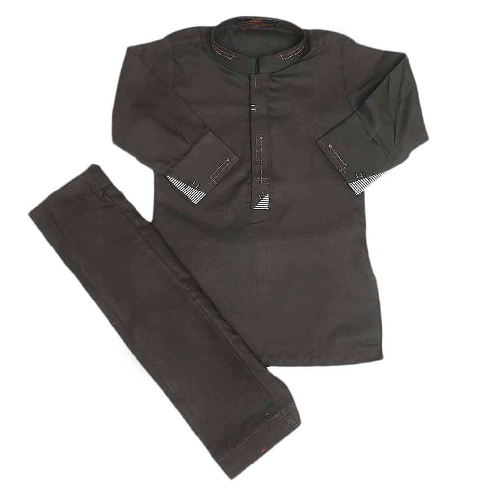 Boys Embroidered Kurta Shalwar Suit - Black, Kids, Boys Shalwar Kameez, Chase Value, Chase Value