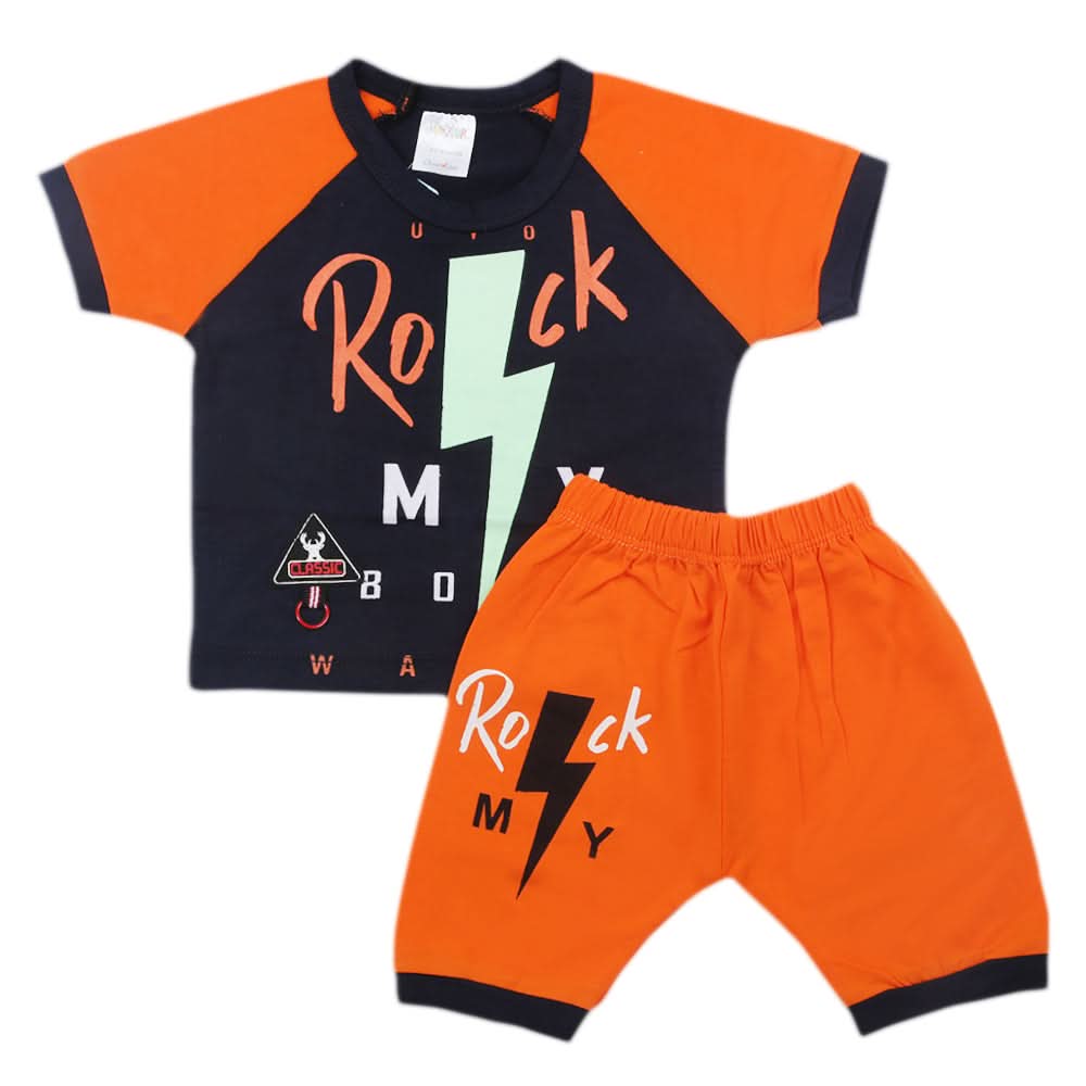 Newborn Boys Half Sleevs Suit - Orange, Kids, Newborn Boys Sets And Suits, Chase Value, Chase Value