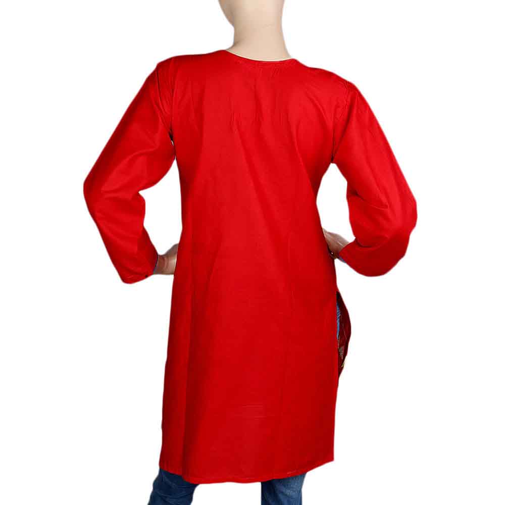 Women's Embroidered Kurti - Red, Women, Ready Kurtis, Chase Value, Chase Value
