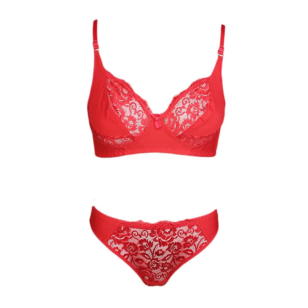 Women's Bra & Panty Set - Red, Women, Bra And Panty Sets, Chase Value, Chase Value