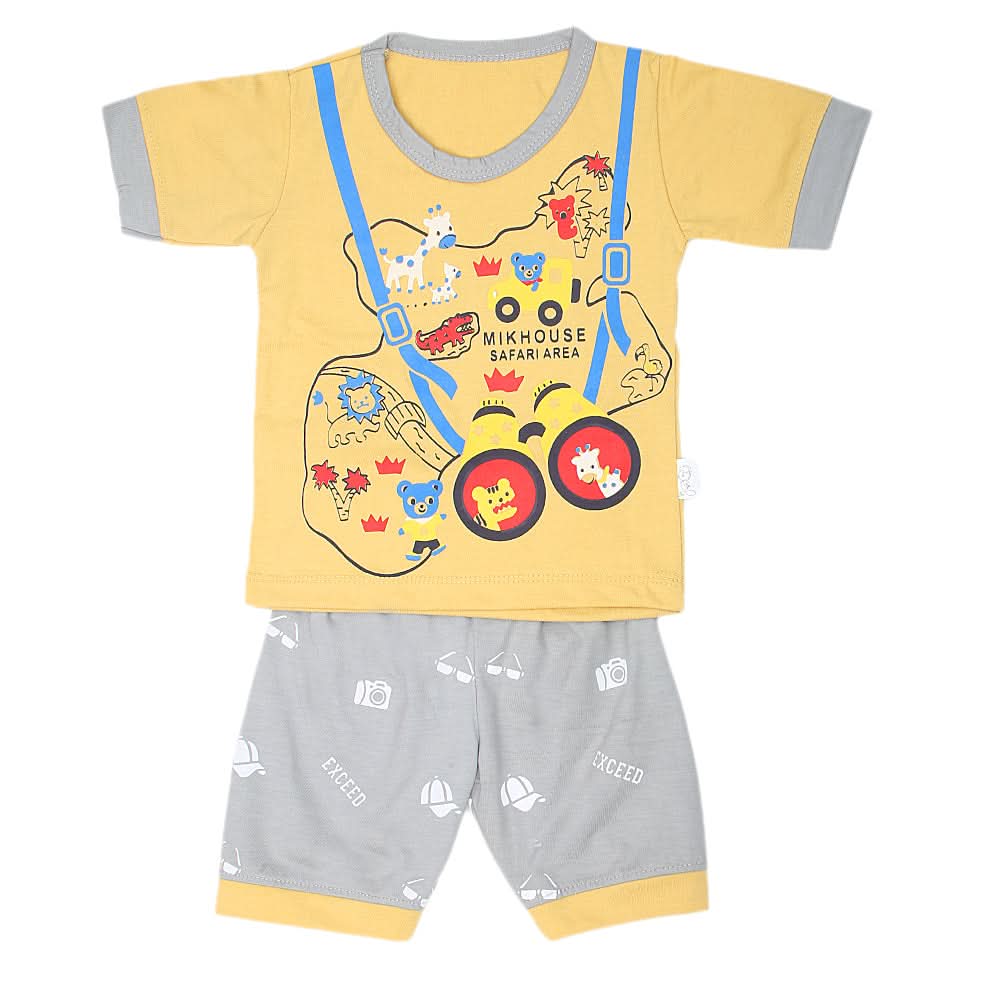 Boys Half Sleeves Suits  Sml 9099 - Mustard, Kids, Boys Sets And Suits, Chase Value, Chase Value