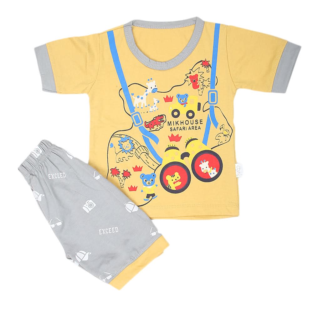 Boys Half Sleeves Suits  Sml 9099 - Mustard, Kids, Boys Sets And Suits, Chase Value, Chase Value