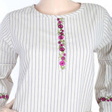 Women's Strip Cotton Kurti - Cream, Women, Ready Kurtis, Chase Value, Chase Value