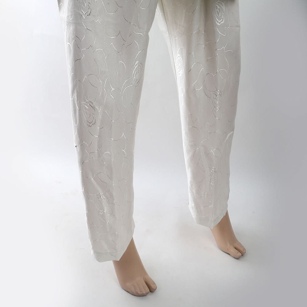 Women's Self Print Silk Trouser - White, Women, Pants & Tights, Chase Value, Chase Value