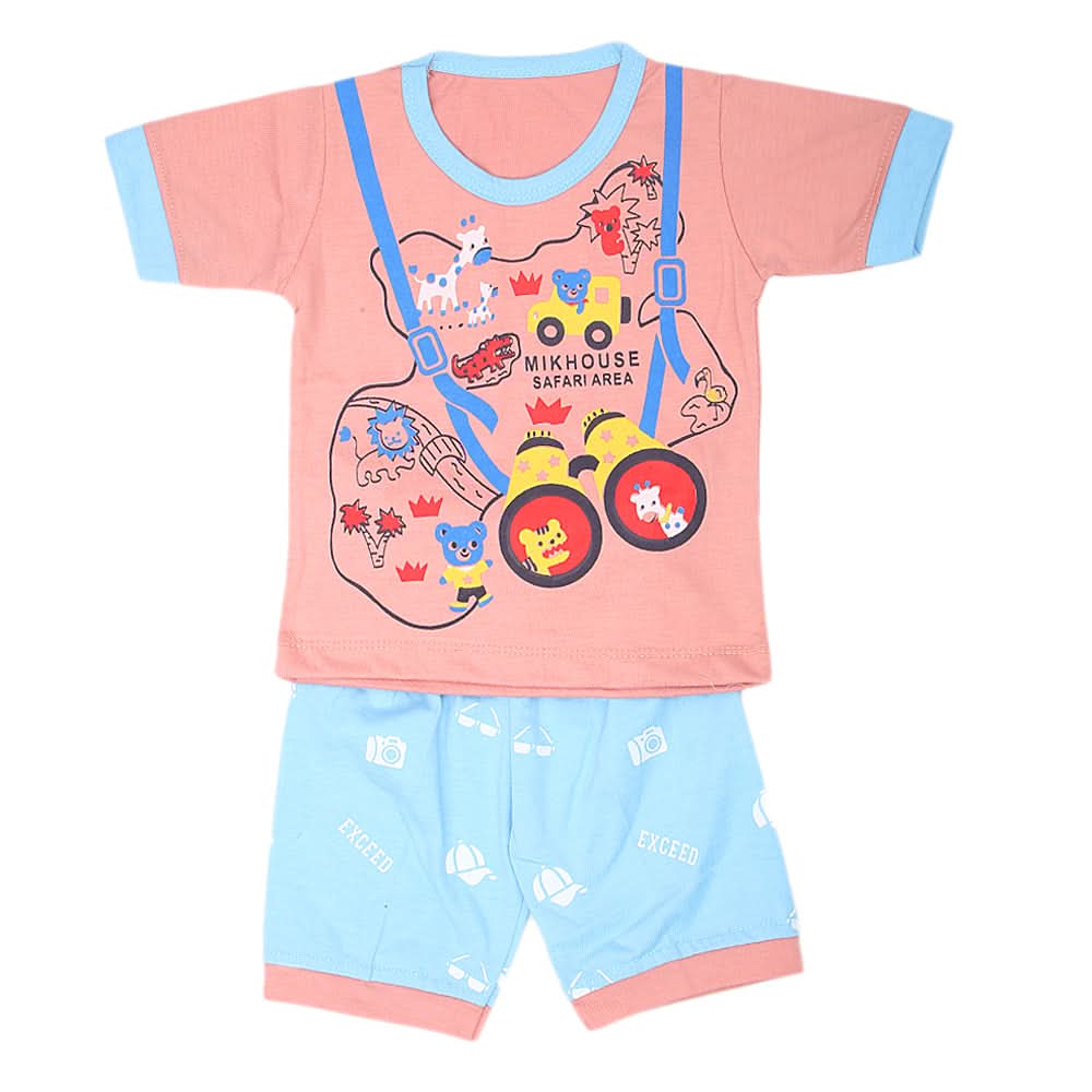 Boys Half Sleeves Suits  Sml 9099 - Peach, Kids, Boys Sets And Suits, Chase Value, Chase Value