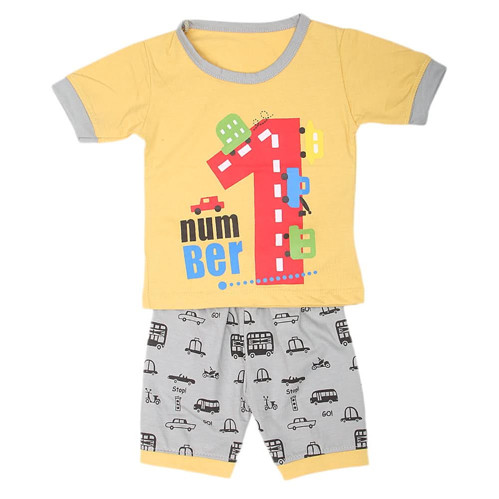 Boys Half Sleeves Suits  Sml 9098 - Mustard, Kids, Boys Sets And Suits, Chase Value, Chase Value