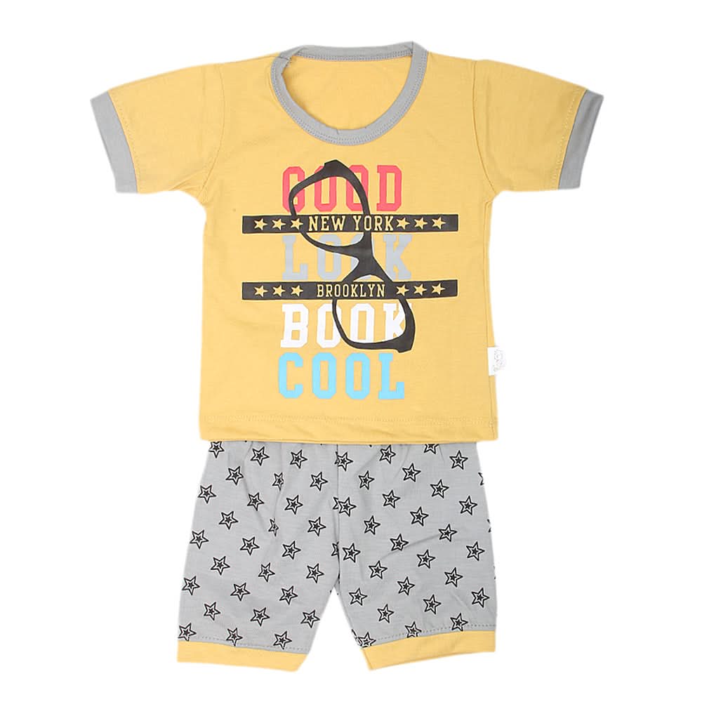 Boys Half Sleeves Suits  Sml 9103 - Mustard, Kids, Boys Sets And Suits, Chase Value, Chase Value