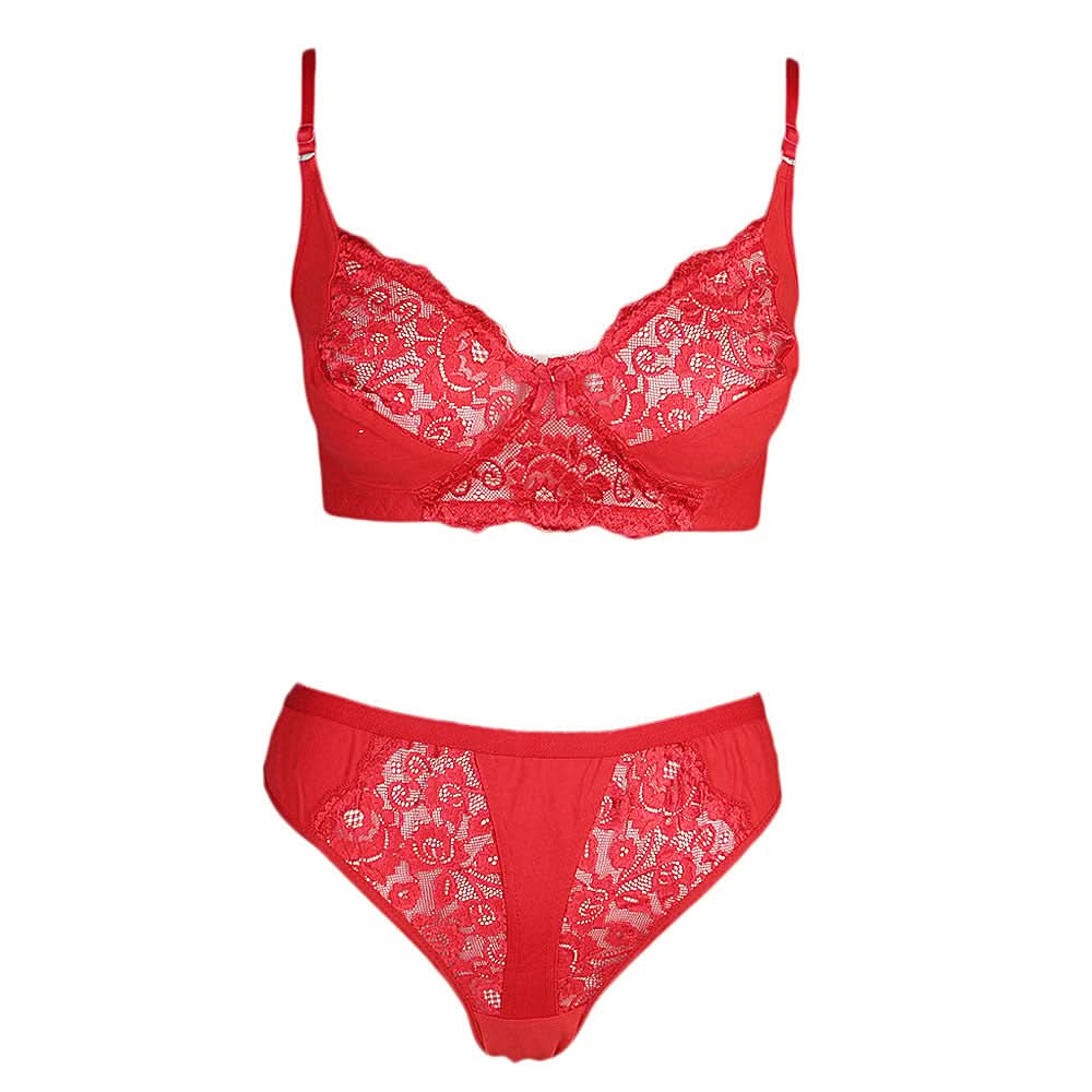 Women's Bra & Panty Set - Red, Women, Bra And Panty Sets, Chase Value, Chase Value