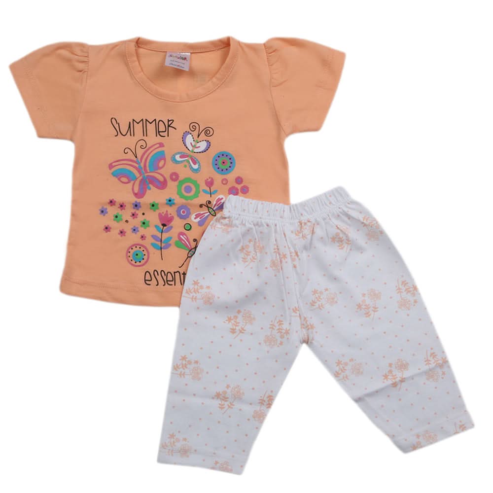 Newborn Girls Half Sleeves Suits - Peach, Kids, Newborn Girls Sets And Suits, Chase Value, Chase Value