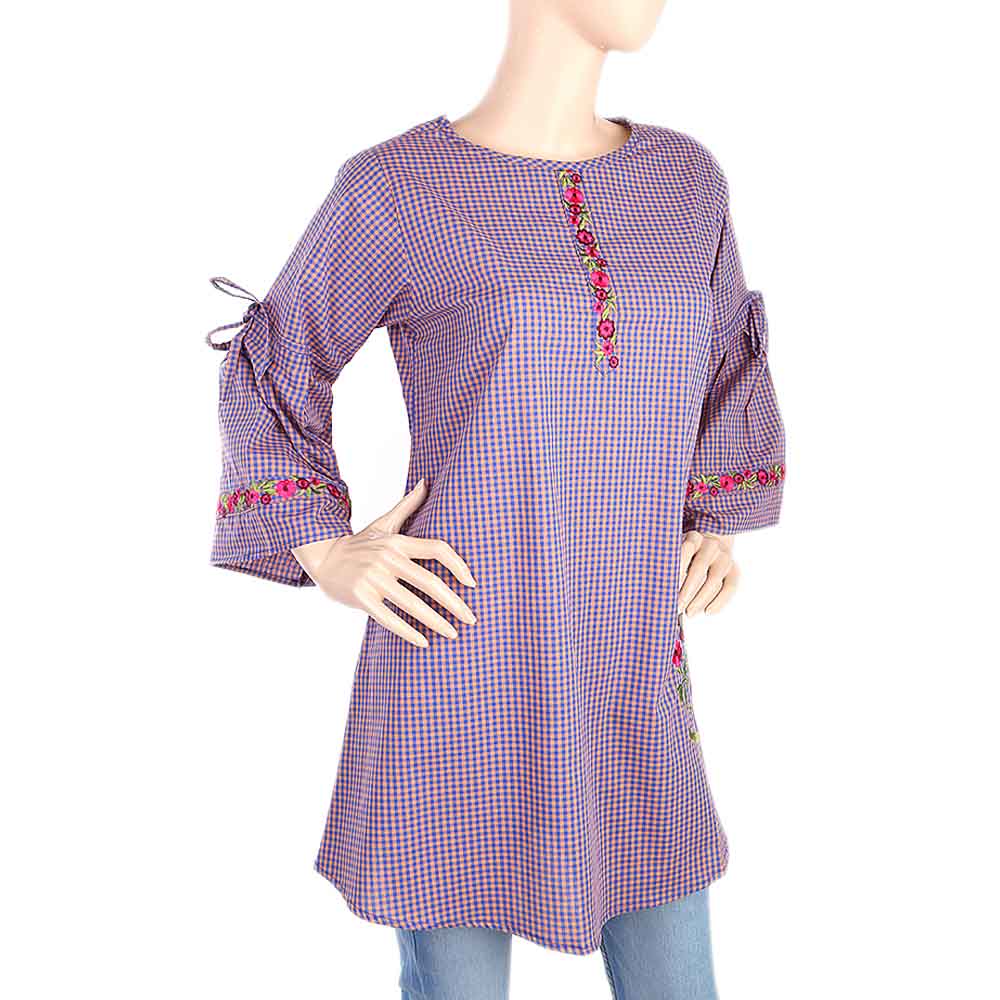 Women's Strip Cotton Kurti - Royal Blue, Women, Ready Kurtis, Chase Value, Chase Value
