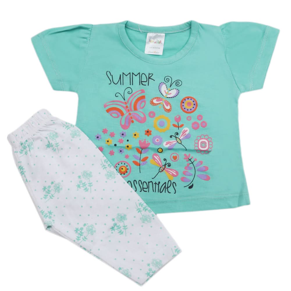 Newborn Girls Half Sleeves Suits - Green, Kids, Newborn Girls Sets And Suits, Chase Value, Chase Value