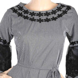 Women's Stripe Kurti With Net Sleeves - Black, Women, Ready Kurtis, Chase Value, Chase Value