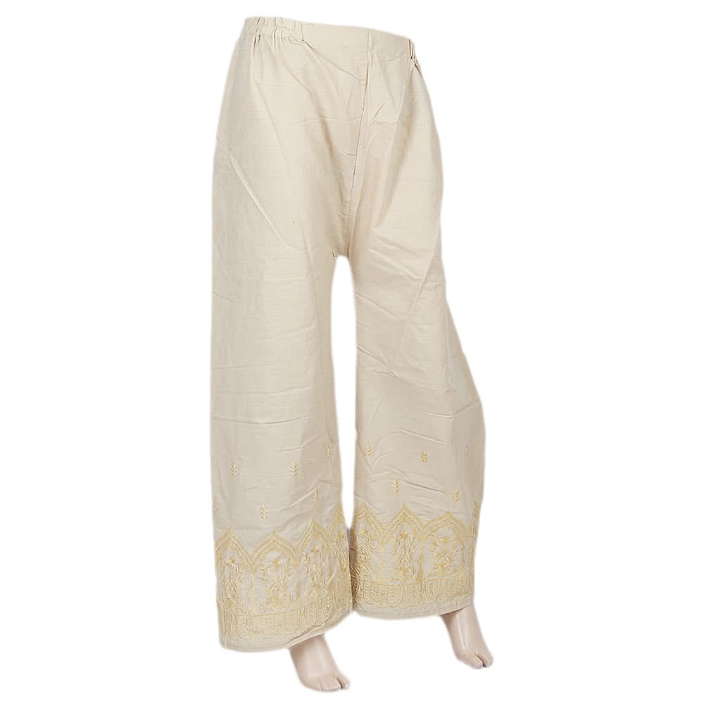 Women's Embroidered Bell Bottom Trouser - Beige, Women, Pants & Tights, Chase Value, Chase Value