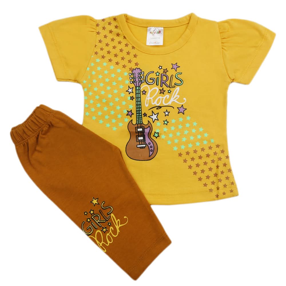 Newborn Girls Half Sleeves Suits - Mustard, Kids, Newborn Girls Sets And Suits, Chase Value, Chase Value