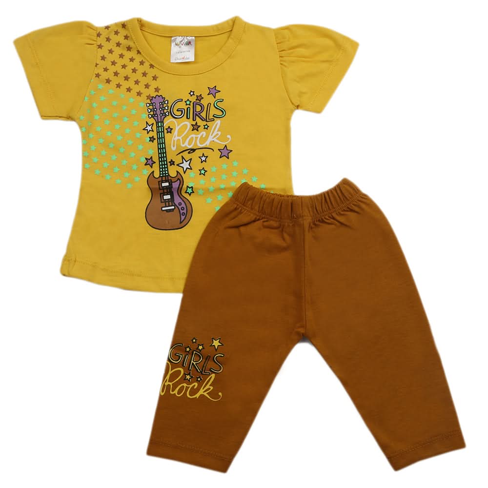 Newborn Girls Half Sleeves Suits - Mustard, Kids, Newborn Girls Sets And Suits, Chase Value, Chase Value