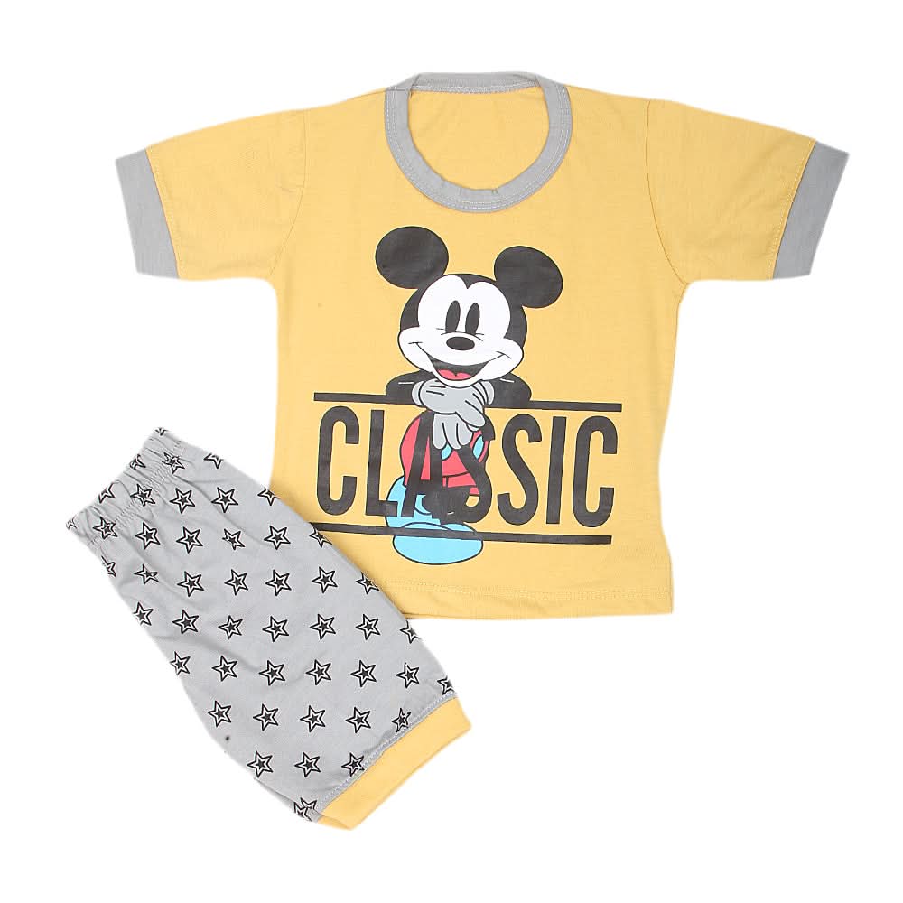 Boys Half Sleeves Suits  Sml 9102 - Mustard, Kids, Boys Sets And Suits, Chase Value, Chase Value