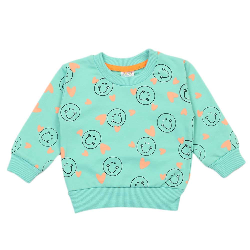 Newborn Girls Full Sleeves T-shirt - Sea Green, Newborn Girls T-Shirts, Chase Value, Chase Value