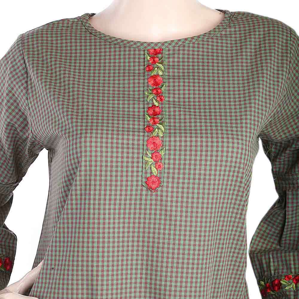 Women's Strip Cotton Kurti - Green, Women, Ready Kurtis, Chase Value, Chase Value