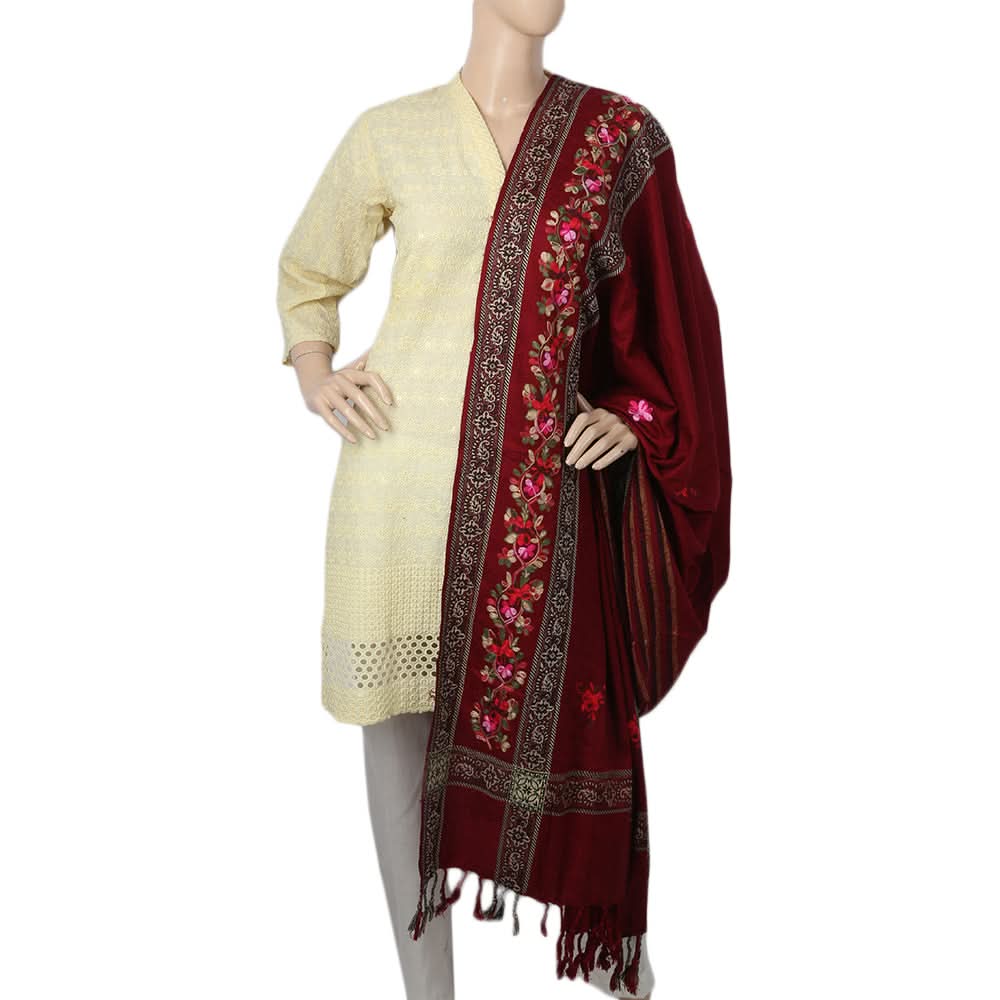 Women's Embroidered Shawl - Maroon, Women, Shawls And Scarves, Chase Value, Chase Value